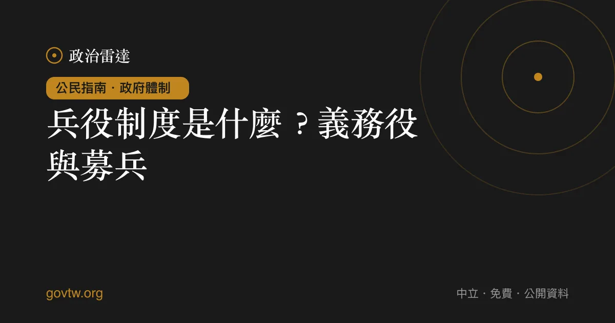 兵役制度是什麼?義務役與募兵