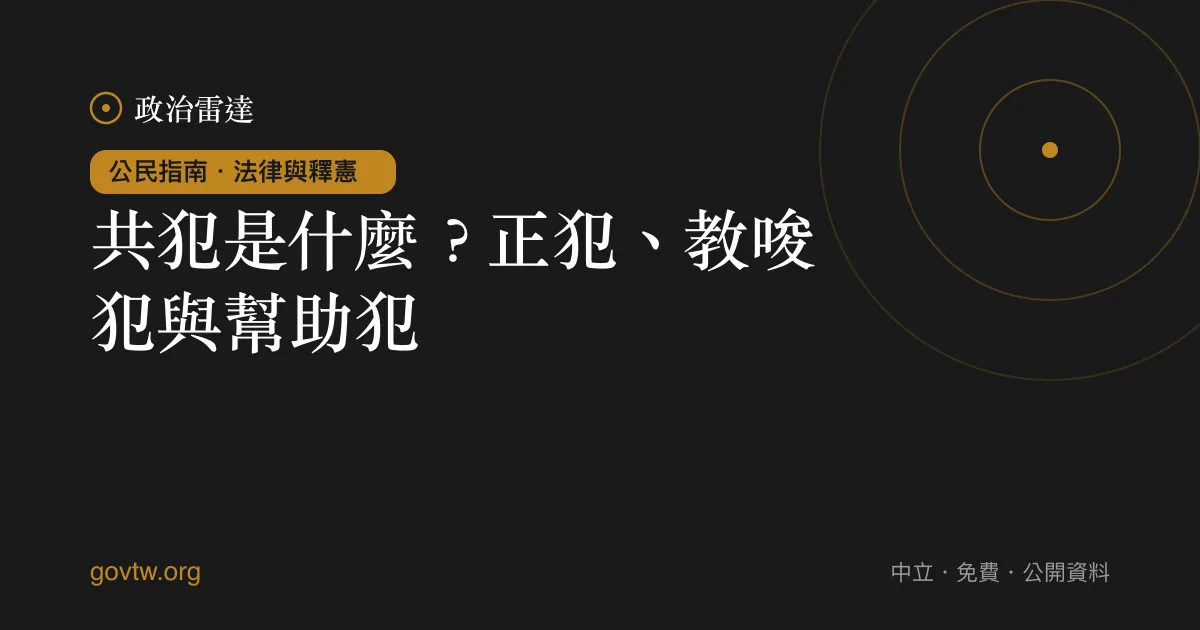 共犯是什麼?正犯、教唆犯與幫助犯