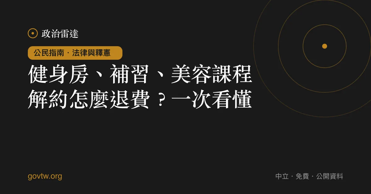 健身房、補習、美容課程解約怎麼退費?一次看懂