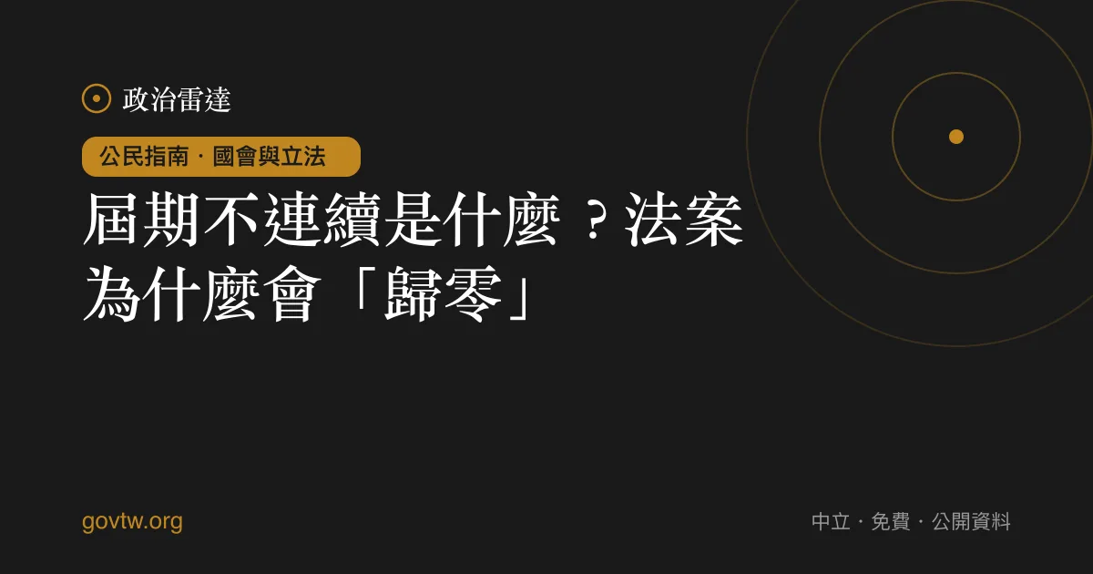 屆期不連續是什麼?法案為什麼會「歸零」