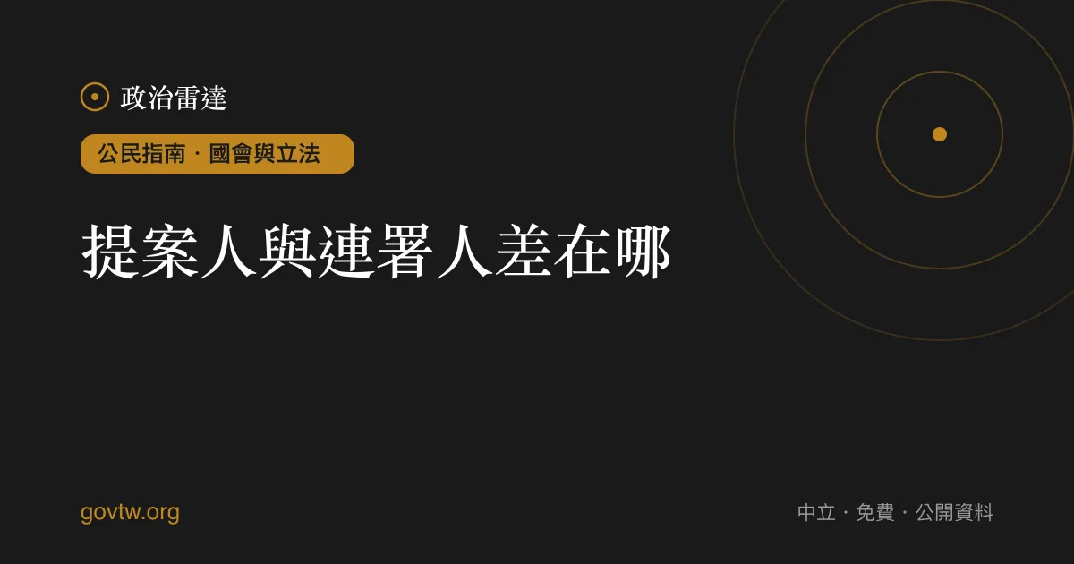 提案人與連署人差在哪?