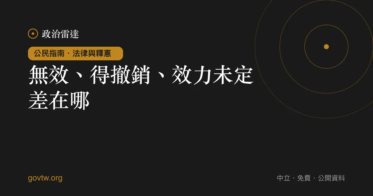 無效、得撤銷、效力未定差在哪?