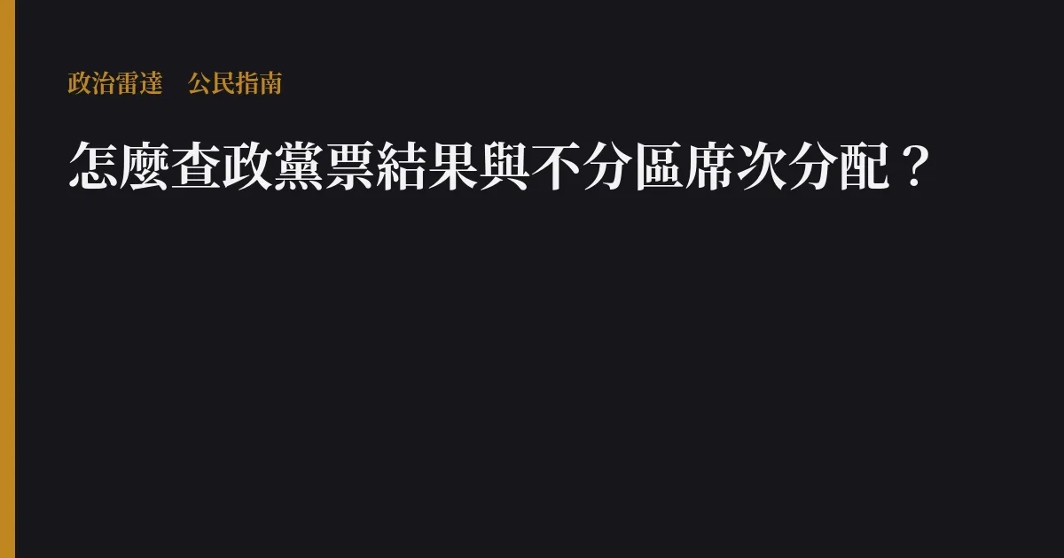 怎麼查政黨票結果與不分區席次分配?